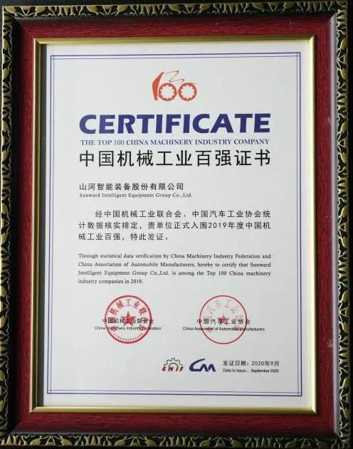 2019年中国机械工业百强宣布，，，，，，，必发智能排名52位